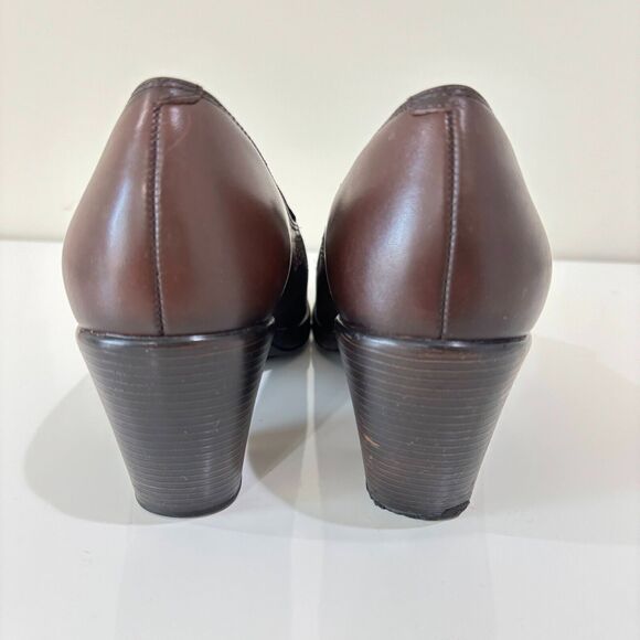 Dansko Womens Beth Brown Leather Size 41 Stacked Block Heel Loafers US 10 Pumps - Picture 6 of 12